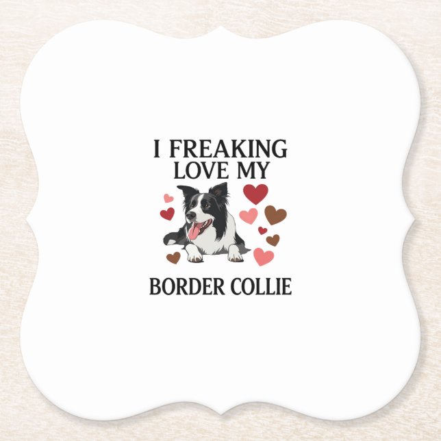 Tolles Border Collie Hund Herz_1 Untersetzer (Vorderseite)