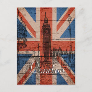 Tolles, cooles, trendiges, altes Holz-Grunge-UK-Fl Postkarte