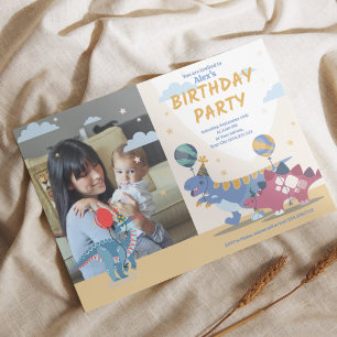 Tolles Dino-Party-Spaß Bunte Süße Dinosaurier De Einladung