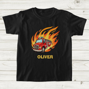 Tolles Feuerwehrauto umgeben von Flammen T-Shirt