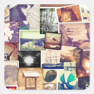 Tolles Foto-Filter Indie Collage Quadratischer Aufkleber