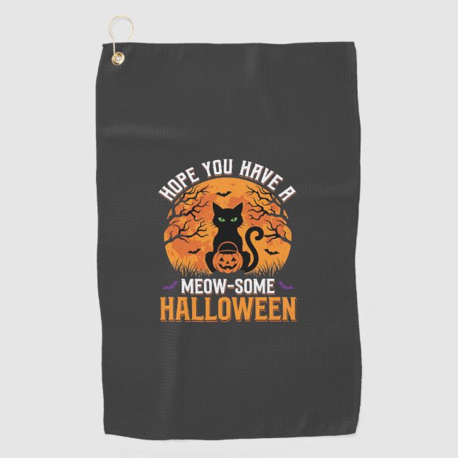 Tolles Halloween-Schwarzes-Katze Golfhandtuch (Vorderseite)