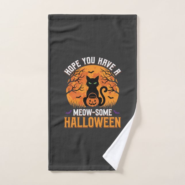 Tolles Halloween-Schwarzes-Katze Handtuch (Handtuch)
