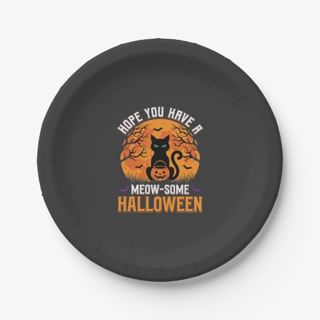 Tolles Halloween-Schwarzes-Katze Pappteller (Vorderseite)