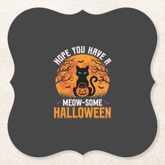 Tolles Halloween-Schwarzes-Katze Untersetzer (Vorderseite)