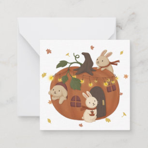 Tolles Herbst: Hase und Kürbis Mitteilungskarte