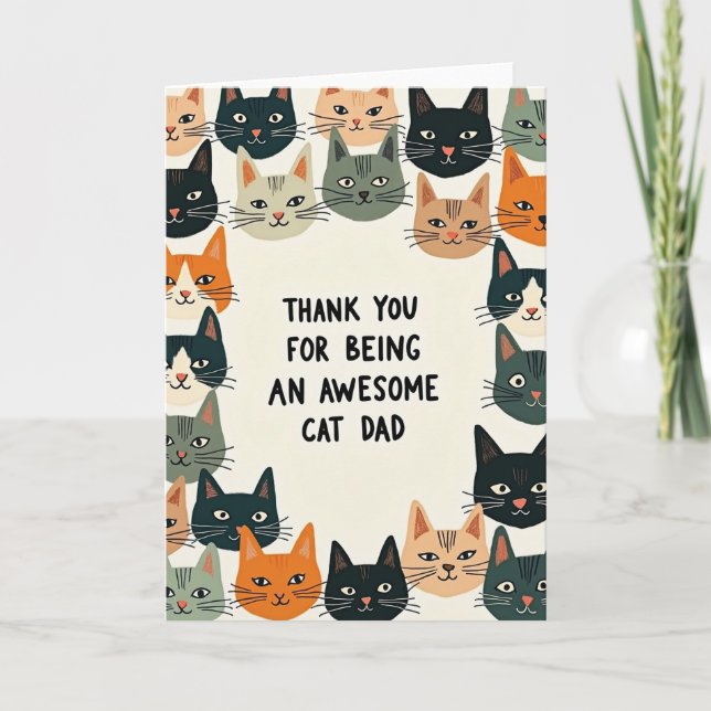 Tolles Katzenpapa Danke Karte (Vorderseite)