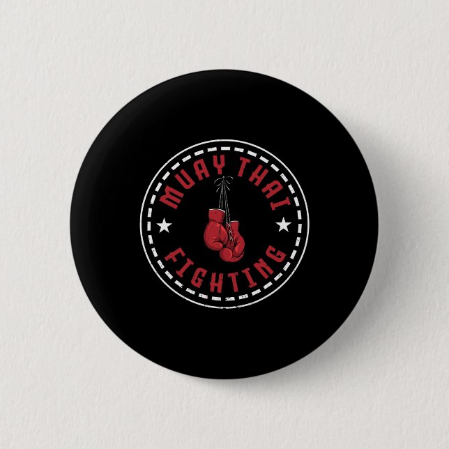 Tolles Muay-Thai-Kampfdessin Kickboxer MMA-Trai Button (Vorderseite)