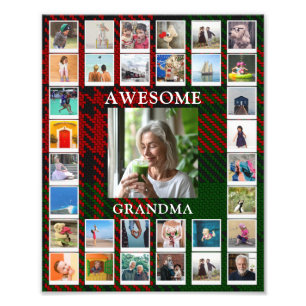 Tolles Oma-Foto Schwarz-Rot-Tartan 8 x 10 Fotodruck
