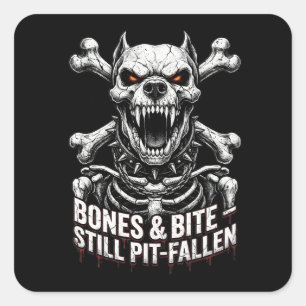 Tolles Skelett-Bulldogge-Gotisches-Totenkopf-Desig Quadratischer Aufkleber