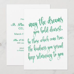 Tolles Smaragdgrün St. Patrick's Day Party-Skript Einladung