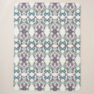Tolles Spitzenmuster aus blau-violetten Blumen Sherpadecke