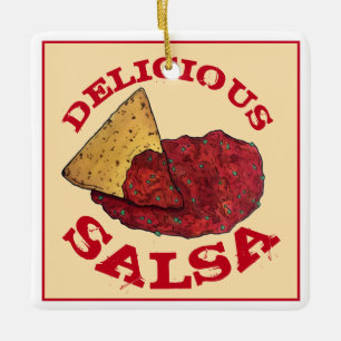 Tolles Tomato Salsa Tortilla Chips Illustration Keramikornament