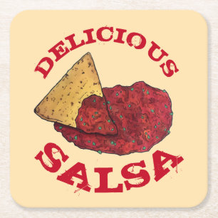Tolles Tomato Salsa Tortilla Chips Illustration Rechteckiger Pappuntersetzer