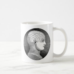 Tolles Vintage-Kunst Phrenologie Kopf Diagramm Kaffeetasse