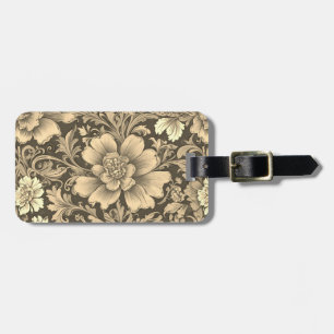 Tolles Vintage-Sepia-Blumenmuster Gepäckanhänger
