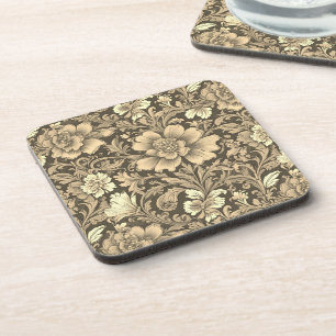 Tolles Vintage-Sepia-Blumenmuster Getränkeuntersetzer
