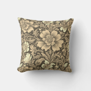 Tolles Vintage-Sepia-Blumenmuster Kissen