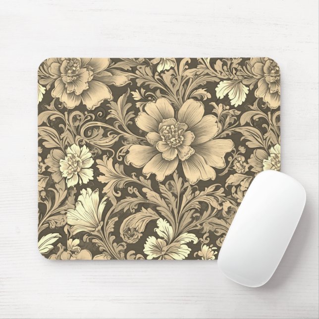 Tolles Vintage-Sepia-Blumenmuster  Mousepad (Mit Mouse)