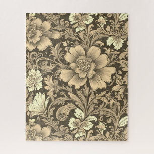 Tolles Vintage-Sepia-Blumenmuster  Puzzle