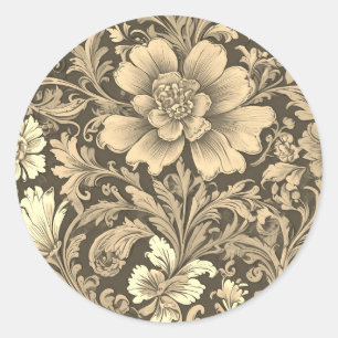 Tolles Vintage-Sepia-Blumenmuster Runder Aufkleber