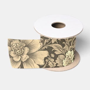 Tolles Vintage-Sepia-Blumenmuster Satinband
