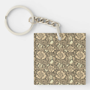 Tolles Vintage-Sepia-Blumenmuster  Schlüsselanhänger