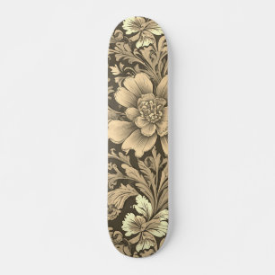 Tolles Vintage-Sepia-Blumenmuster Skateboard