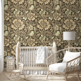 Tolles Vintage-Sepia-Blumenmuster Tapete