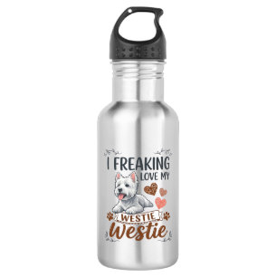 Tolles Westie-Hundeherz Pfoten_1 Edelstahlflasche