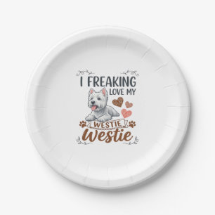 Tolles Westie-Hundeherz Pfoten_1 Pappteller