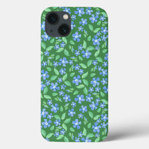 Tollpatschige hellblaue Immergrünblumen auf grünem Case-Mate iPhone Hülle