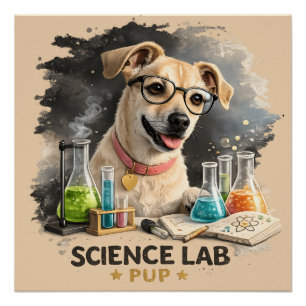 Tollpatschiger Hund mit Brille im Wissenschaftslab Poster