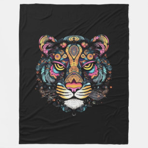 Tollwütiger Tigerkopf  Fleecedecke