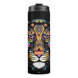 Tollwütiger Tigerkopf Thermosbecher