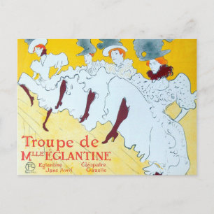 Tolouse Lautrec Dancing Girls Gelb Postkarte