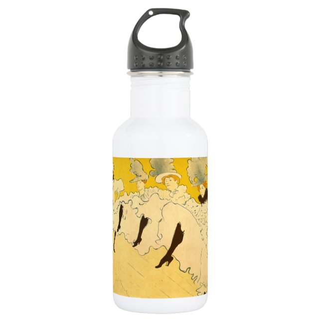 Tolouse-Lautrec Dancing Girls Yellow Poster Art Edelstahlflasche (Vorderseite)