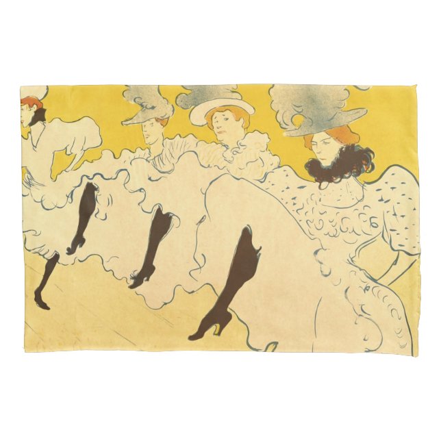 Tolouse-Lautrec Dancing Girls Yellow Poster Art Kissenbezug (Vorderseite)