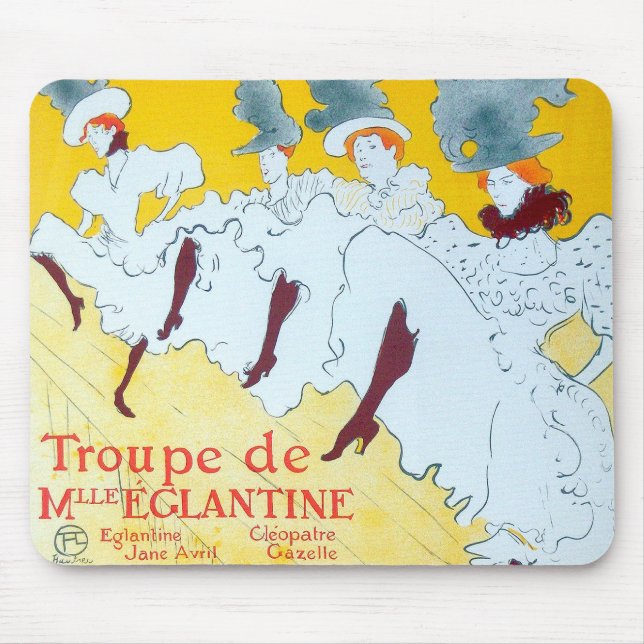 Tolouse-Lautrec-Tanz Girls Gelbes Poster Mousepad (Vorne)