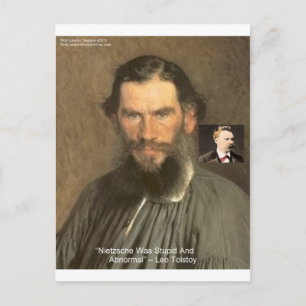 Tolstoi "Nietzsche = Dumm" Zitat Geschenke T-Shirt Postkarte