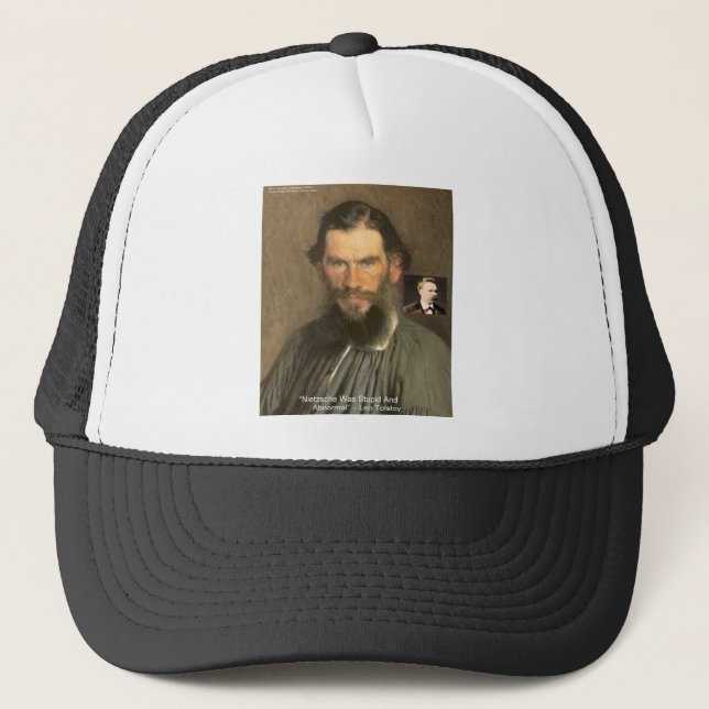 Tolstoi "Nietzsche = Stupid" Zitat Geschenke T-Shi Truckerkappe (Vorderseite)
