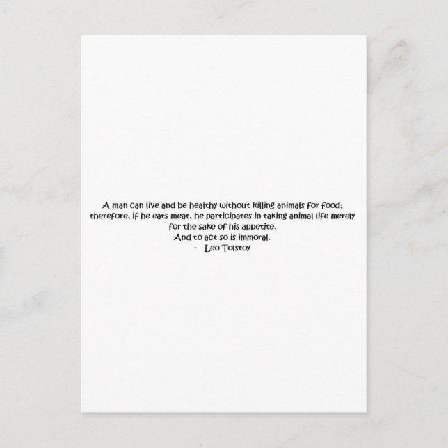 Tolstoi vegetarische Zitat Postkarte (Vorderseite)