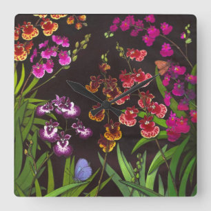 Tolumnia Equitant Oncidium Orchid Flowers Wall Clo Quadratische Wanduhr