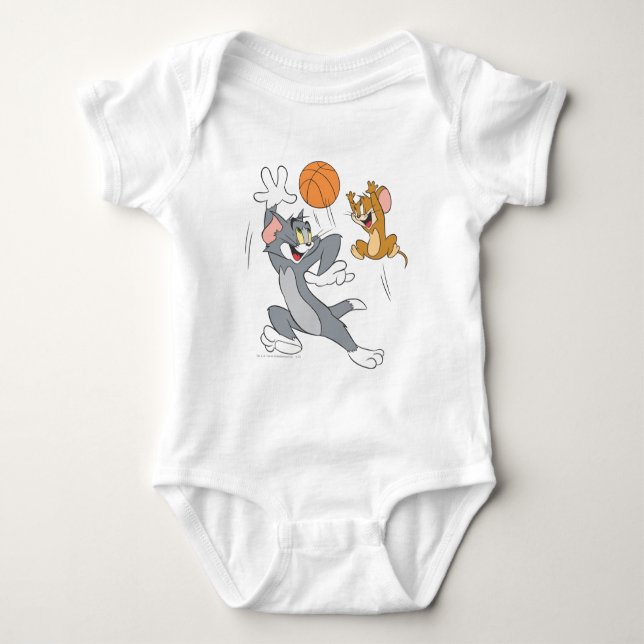 Tom and Jerry Basketball 1 Baby Strampler (Vorderseite)