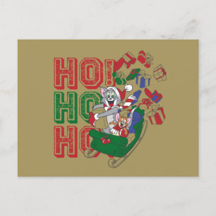 Tom and Jerry Delivering Gifts In A Sleigh Feiertagspostkarte