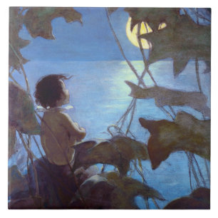 Tom beobachtet den Mond, Jessie Willcox-Smith Fliese