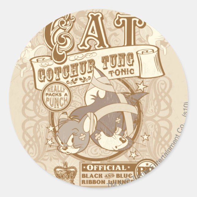 Tom Cat Gotchur Tung Tonic Runder Aufkleber (Vorderseite)