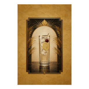 Tom Collins Art Deco Poster   Bar Kunst