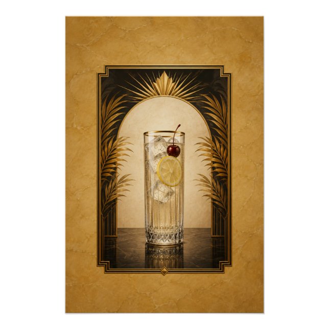 Tom Collins Art Deco Poster | Bar Kunst (Vorderseite)