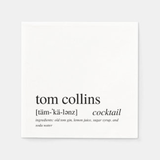 Tom Collins Modern Zitat Black Typografy Cocktail Serviette